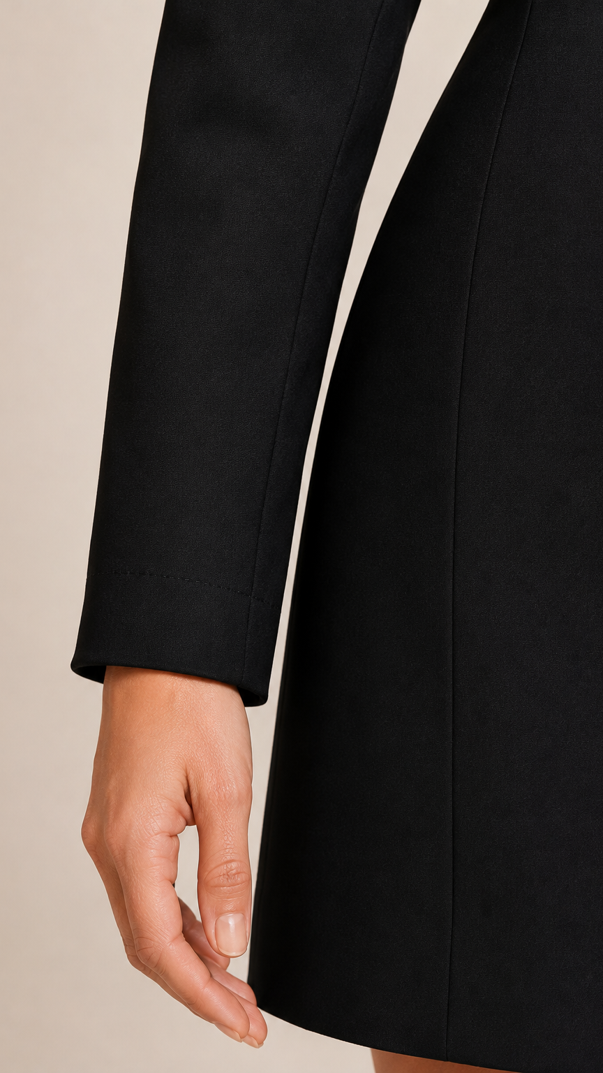 Black coat with gold buttons