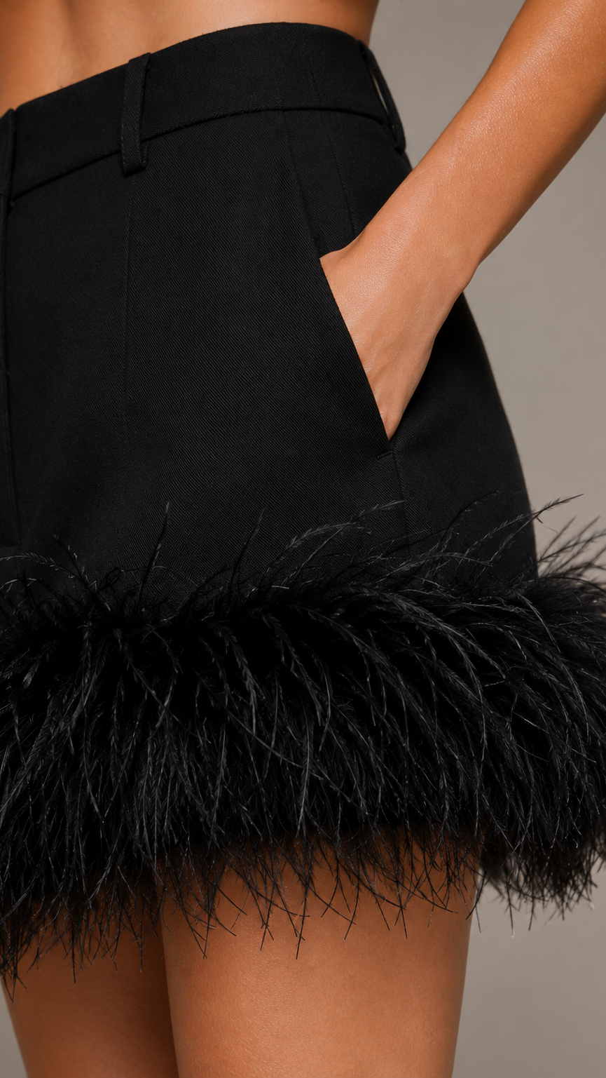 Black skirt with feathered hem