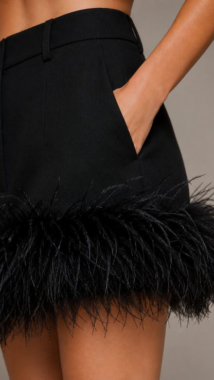 Black skirt with feathered hem